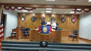 Ray Landgraf receiving Certificate of Appreciation from Commander Charles Curtis for his Living History Night talk